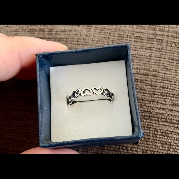 Sterling Silver Heart Ring-Heart Band Ring-Thumb Ring-Stackable Ring - Picture 2 of 8